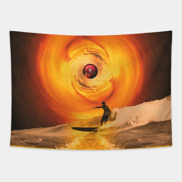 Surreal surfing Tapestry by karadoc