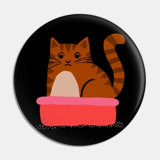 Funny Cat Litter Box Illustration Pin