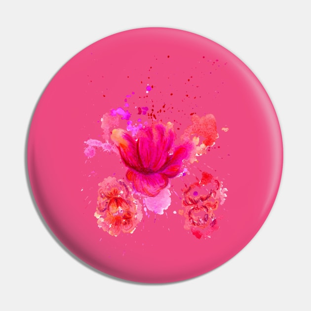 Pink Watercolor Flower Pin by AnnArtshock