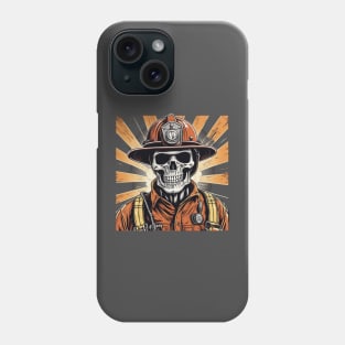 Skeleton fireman retro halloween design Phone Case