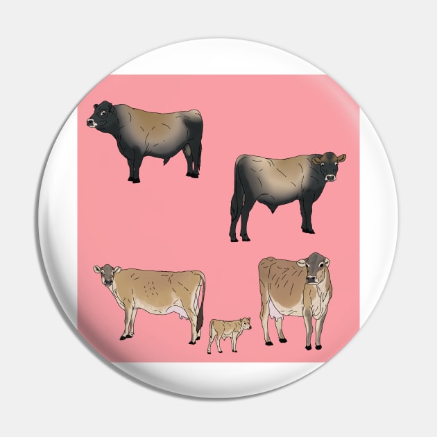 Jersey Cows Pattern Pink Pin by TrapperWeasel