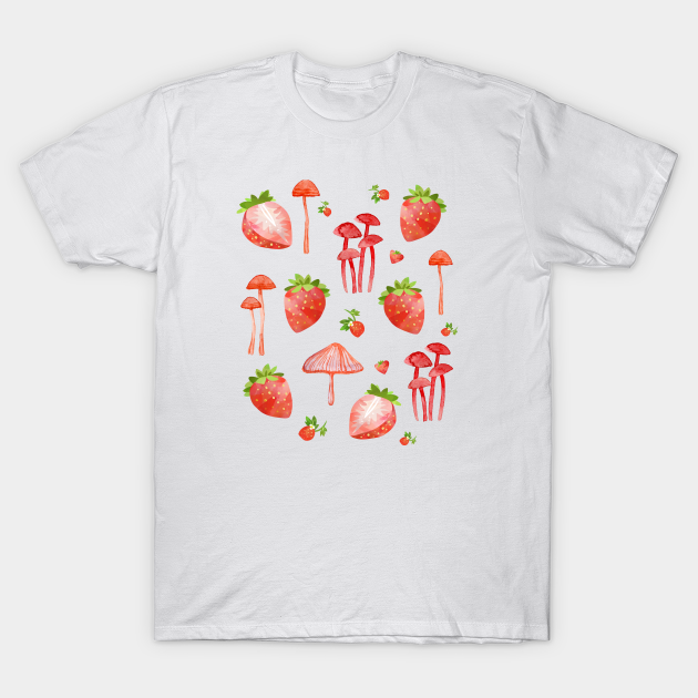 Cottagecore Mushrooms and Strawberries - Cottagecore - T-Shirt