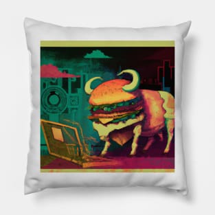 Burger cow Pillow