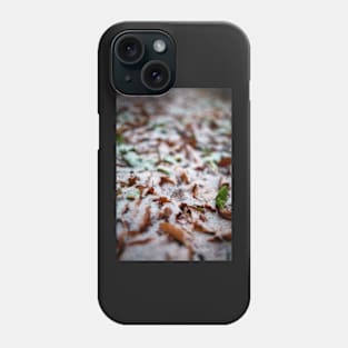 Leaves powdered with snow Phone Case