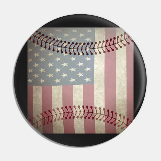 Baseball American USA Flag Vintage Design Baseball Pin by tamdevo1