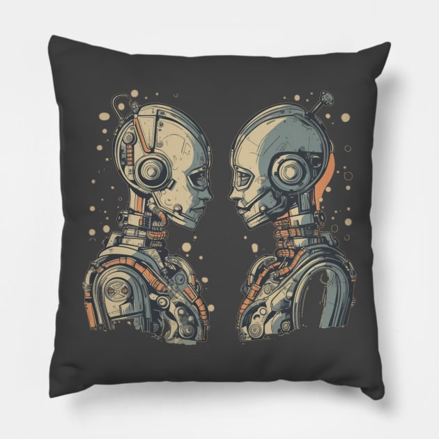 Two cyborgs in love - Love is love Pillow by Unelmoija