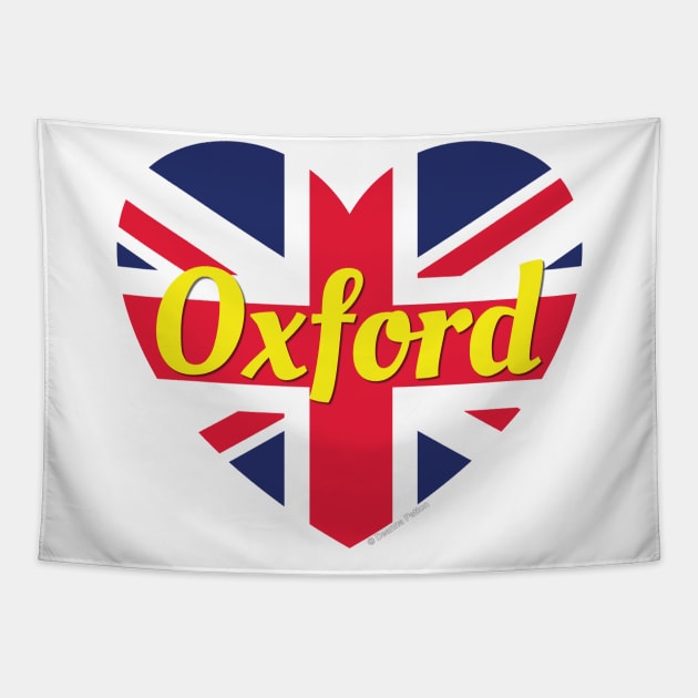 Oxford England UK British Flag Heart Tapestry by DPattonPD