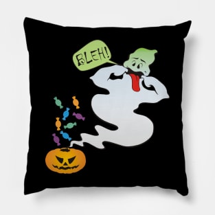 BLEH! Too much Halloween, nauseous jack-o-lantern ghost Pillow