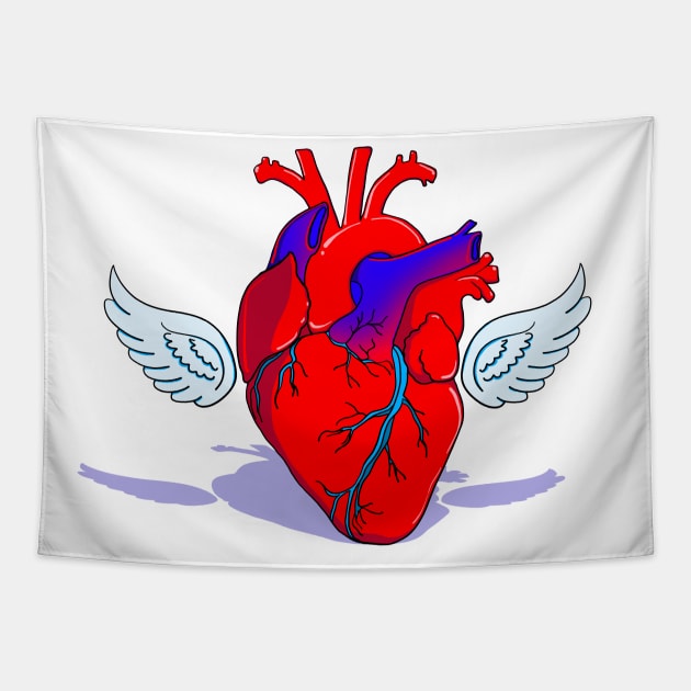 Heart with wings Tapestry by Red Fox