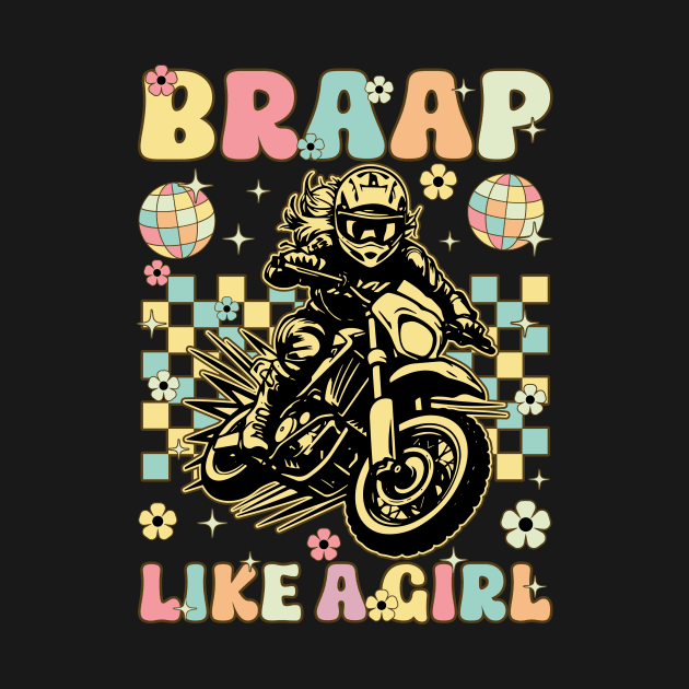 Groovy Dirt Bike Girl Female Biker Offroad Braap Like A Girl by Alex21