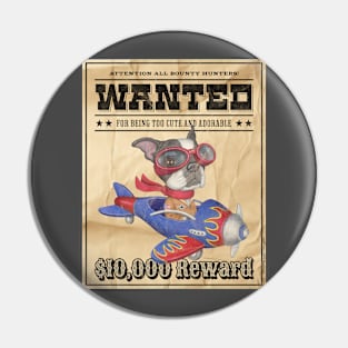 Funny Cute Boston Terrier Wanted Poster Pin