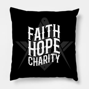 Faith Charity Hope Square & Compass Masonic Freemason Pillow