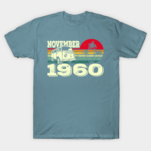 Disover Classic Vintage 60's Caravan Sunset November 1960 Birthday - Birthday - T-Shirt