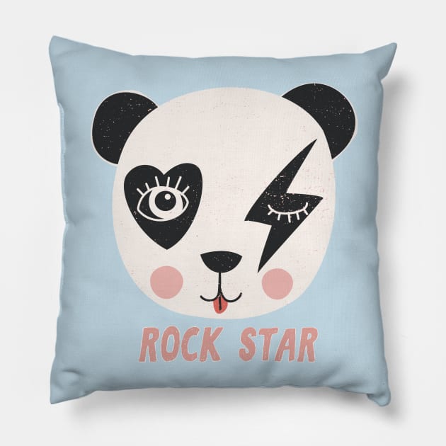 Glam Rock Star Panda Bear Pillow by LittleBunnySunshine