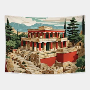 Knossos Greece Tourism Vintage Travel Poster Tapestry