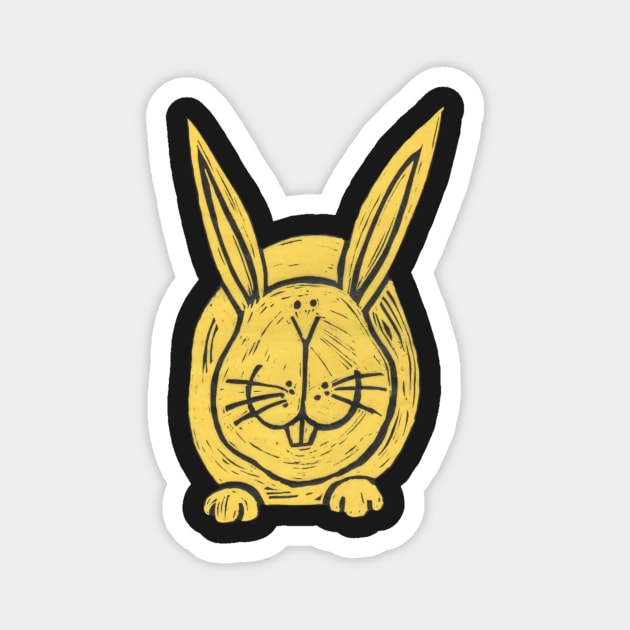 Rabbit, A Big, Fat, Yellow Rabbit! Magnet by krisevansart