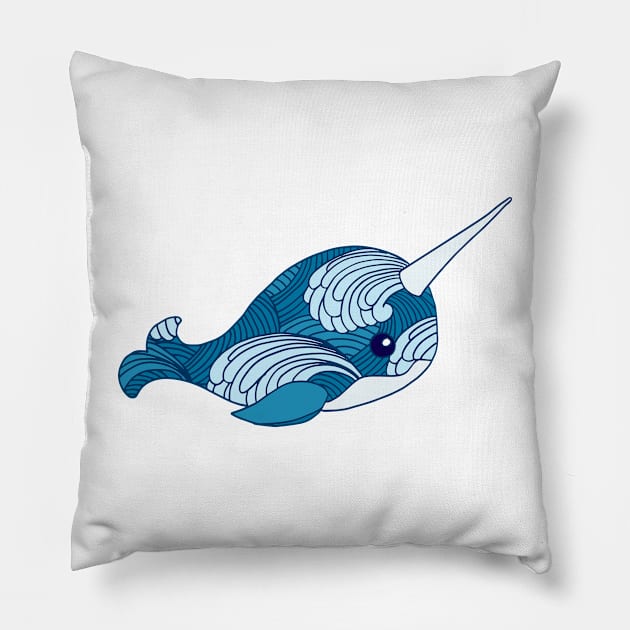 Narwhale Pillow by wildmagnolia