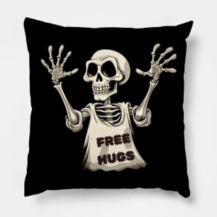 Free Hugs Funny Halloween Skeleton Pillow