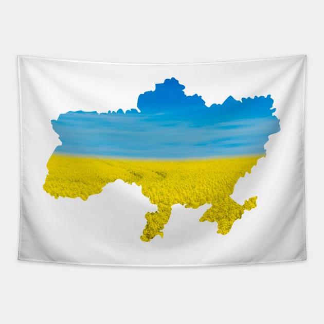 Ukraine national flag landscape map territory shape - Landscape resembling Ukrainian Flag colors Tapestry by mrsupicku