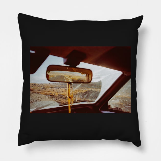 Driving in Rural Scandinavia - Closeup of Wild Landscape in Car Pillow by visualspectrum