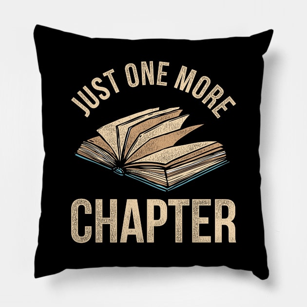 Just One More Chapter Retro Librarian Bookworm Book Reading Pillow by shirtsyoulike