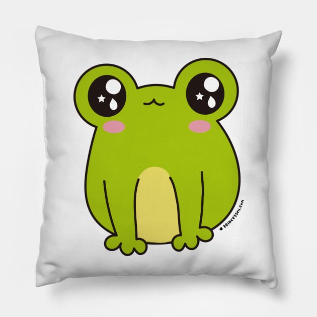 cute frog, kawaii frog cartoon Pillow by princessmi-com