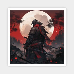 Red Moon Samurai Magnet