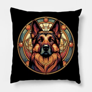 Alsation Dog Lovers - German Shepherd Art Nouveau Style Pillow