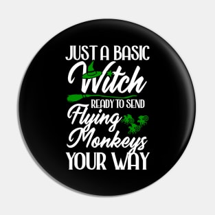 Basic Witch with Flying Monkeys Pin