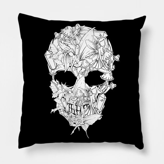 Fairycore Aesthetic Fairy Gothic Skull Fairies Pillow by Alex21