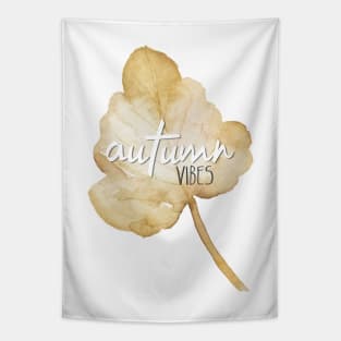 Autumn Vibes sign over watercolour leaf - cosy aesthetic Tapestry