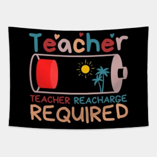 Teacher Summer Recharge Required Outfit Teacher Energy Funny T-Shirt Tapestry