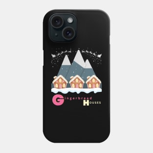 Three Gingerbread Houses in Front of a Mountain Phone Case