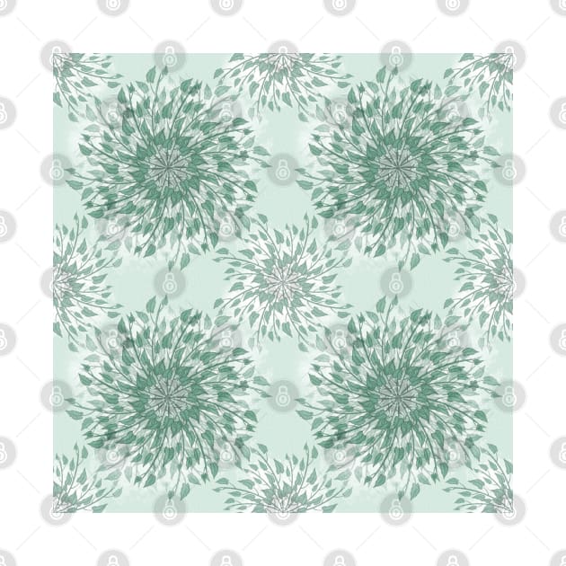 Green Leaves Mandala Pattern by DeneboArt