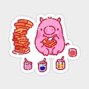 Little pig eating toast with jam Magnet