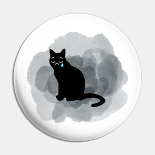 Sad Cat In Grunge Pin