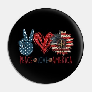 Peace Love America Hippie Sunflower 4th Of July Shirt Pin