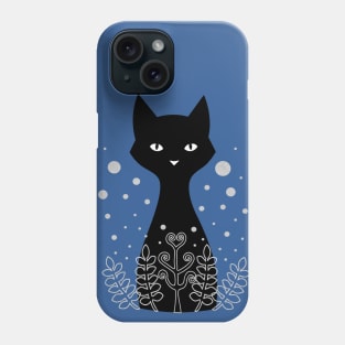 Black cat hiding behind ferns Phone Case