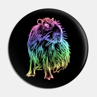 Rainbow neon capybara Pin