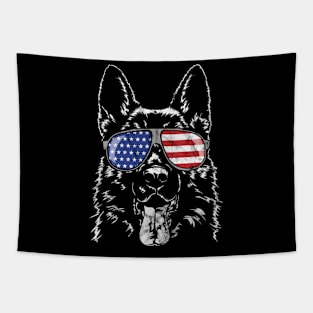 Proud Ger Shepherd America Flag Tapestry