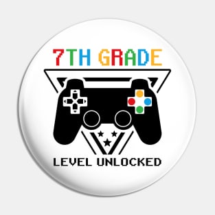 7th Grade Level Unlocked First Day of School Video Gamer Pin
