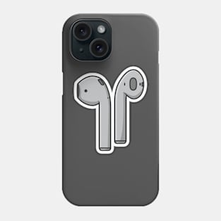 Modern Wireless Headphones Sticker vector illustration. Recreation technology objects icon concept. Grey color air pods for smartphone sticker design logo. Phone Case