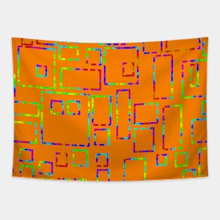 Rainbow Blocks on Orange Tapestry