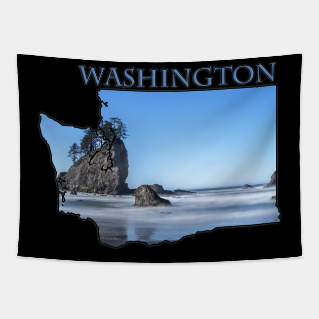 Washington State Outline (Along the Pacific Coast) Tapestry by gorff