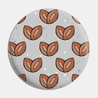 American Football Balls In Heart Shape - Seamless Pattern on Grey Background Pin