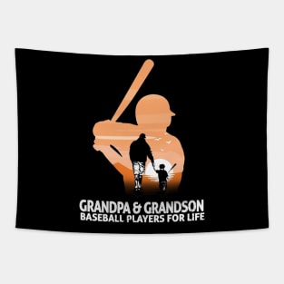 Grandpa & Grandson Baseball Players For Life Costume Gift Tapestry