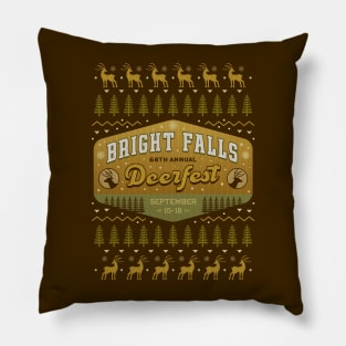 Deerfest Bright Falls Ugly Sweater Pillow