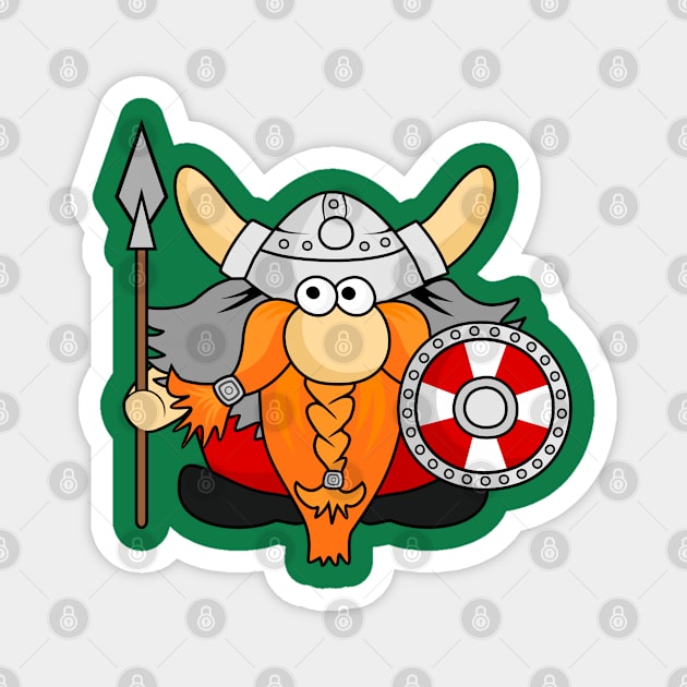 Funny Little Viking Warrior Cartoon Illustration Magnet by RageRabbit
