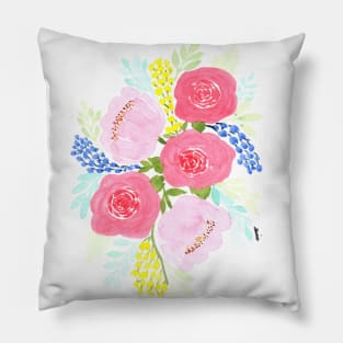 Pink Roses and Peonies Pillow