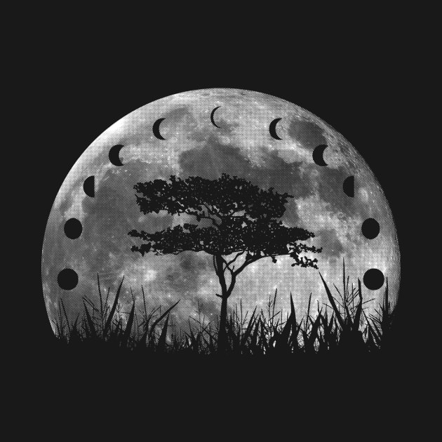 Tree And Moon Phases On Moon by VanIvony